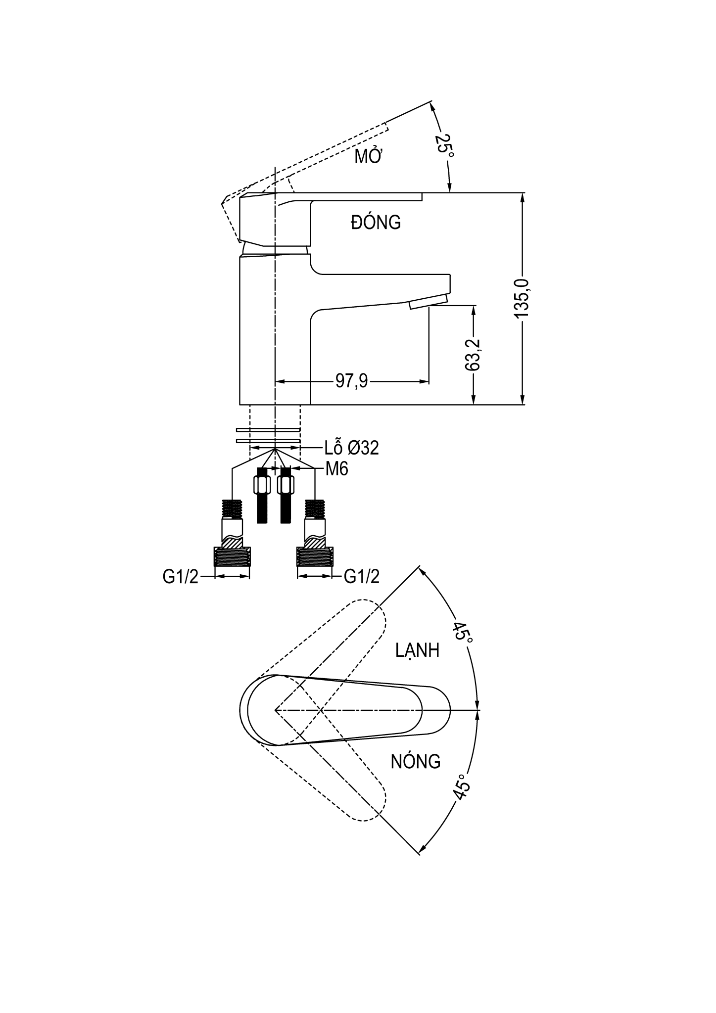 Vòi Lavabo nóng lạnh LUXTA L1210C - Ảnh 2
