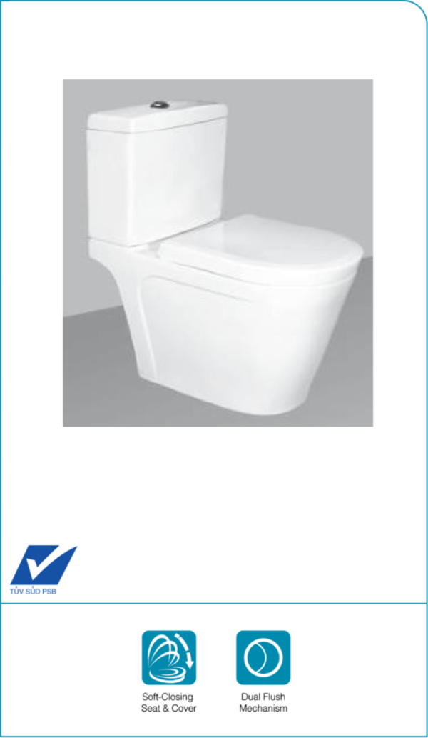 Bồn cầu 2 khối nắp đóng êm RIGEL - R-WCS0127S12