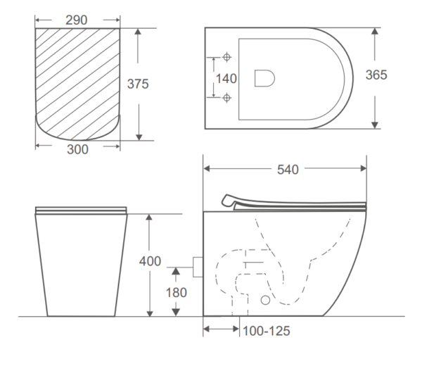 Bồn cầu đặt sàn, Rivington (chưa bao gồm két nước âm tường) - RVT-3102-FST - Ảnh 3