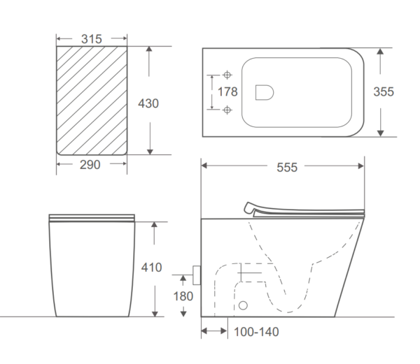 Bồn cầu đặt sàn Rivington (chưa bao gồm két nước âm tường) - RVT-3103-FST - Ảnh 3