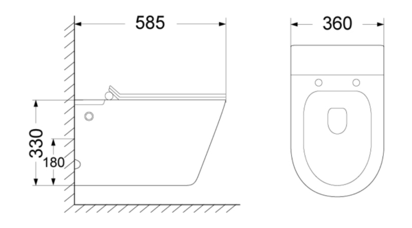 Bồn cầu treo tường không két nước, RIVINGTON - RVT-3760-WM - Ảnh 2