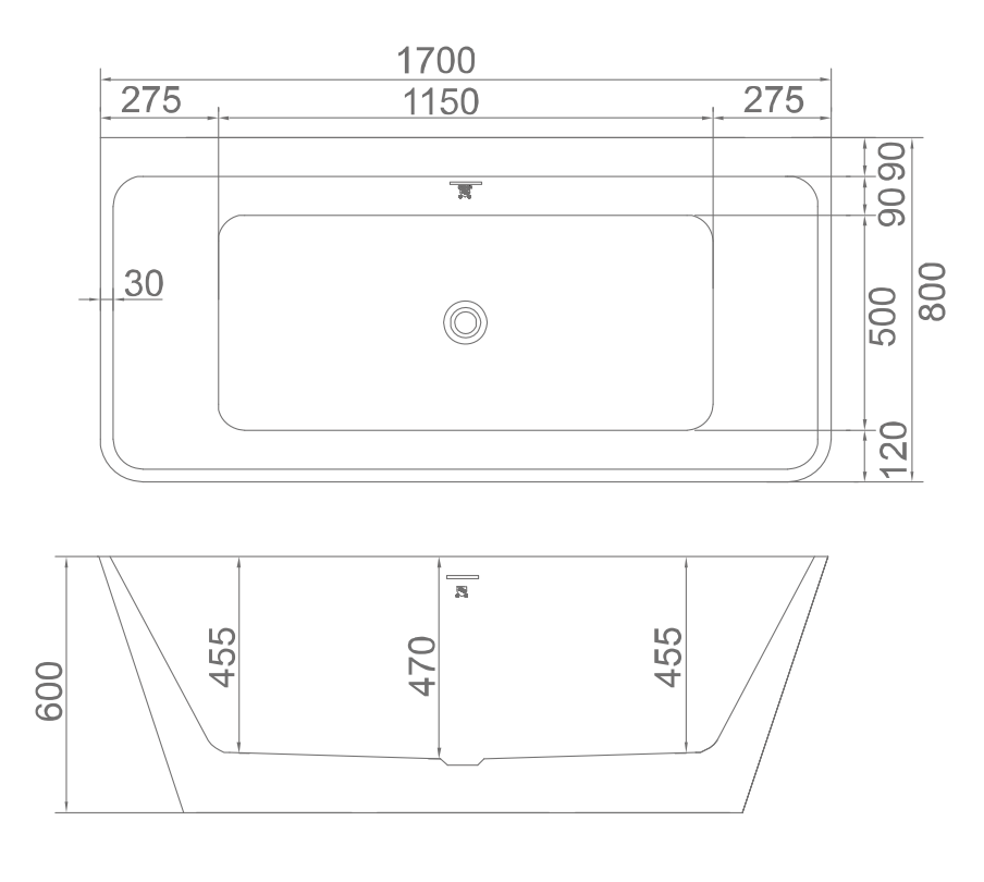 BỒN TẮM DÀI CÓ BỬNG RIVINGTON RVT-8356-170 - Ảnh 4
