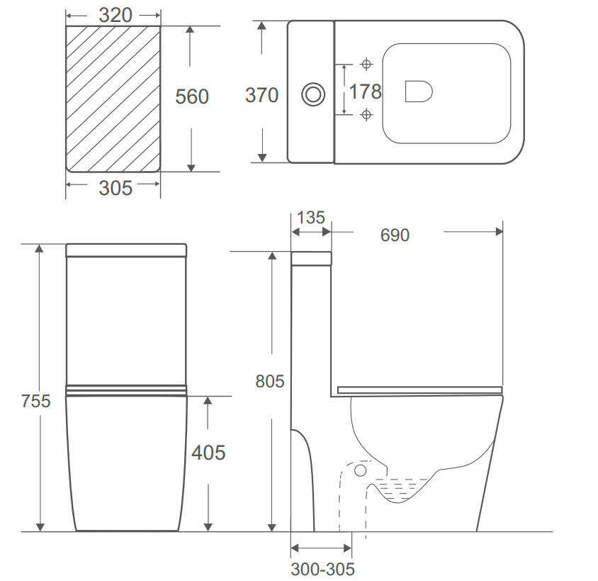 Bồn cầu 1 khối Rivington, nắp đóng êm - RVT3128 - Ảnh 2