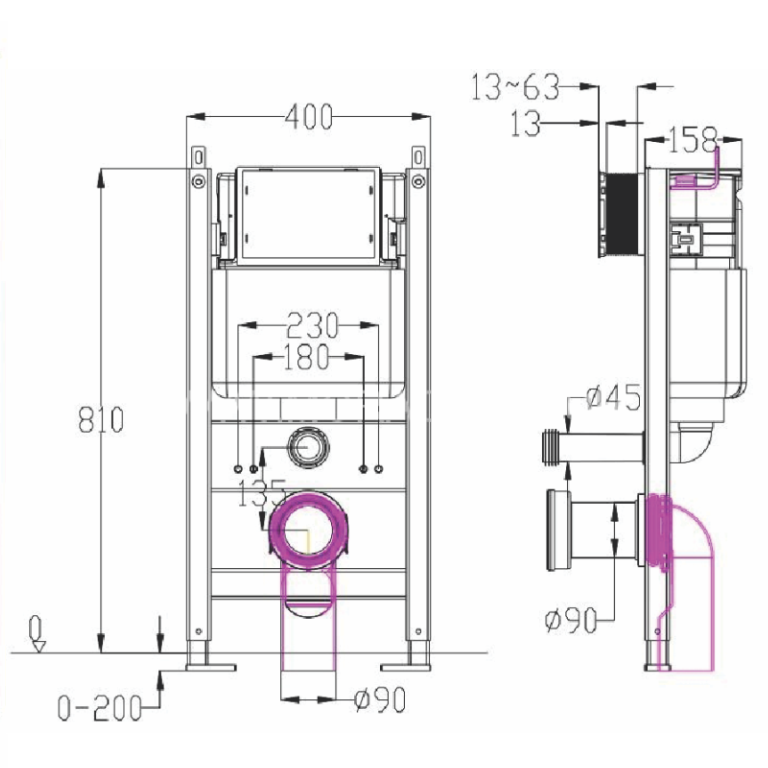 KÉT NƯỚC BÀN CẦU ÂM TƯỜNG RIVINGTON RVT500 - Ảnh 2