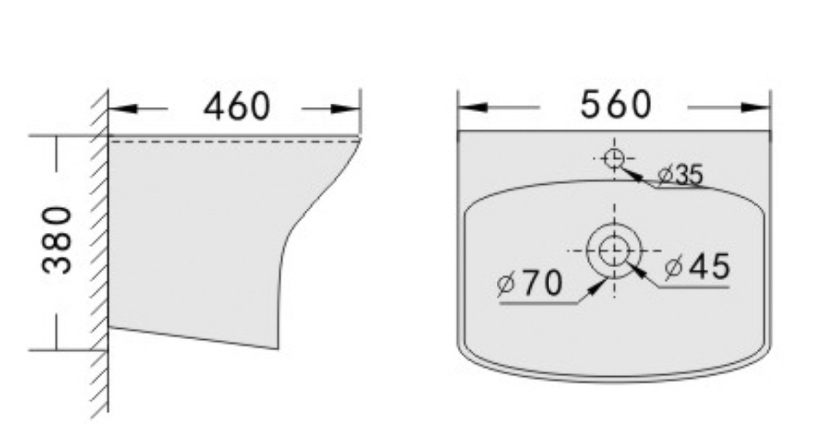 CHẬU RỬA TREO TƯỜNG RIVINGTON RVT5200 - Ảnh 2