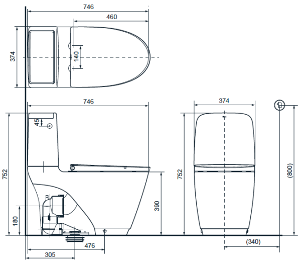 Bồn cầu 2 khối xả tự động không chạm INAX ACT-832VN - Ảnh 12