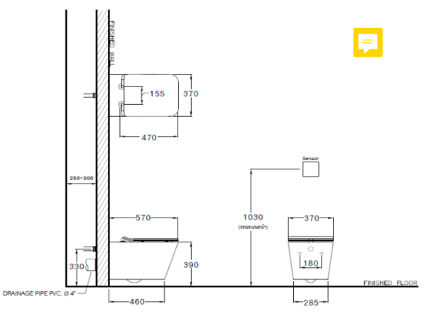 Bồn cầu treo két âm tường, COTTO SIMPLY MODISH - SC197627(F) - Ảnh 7