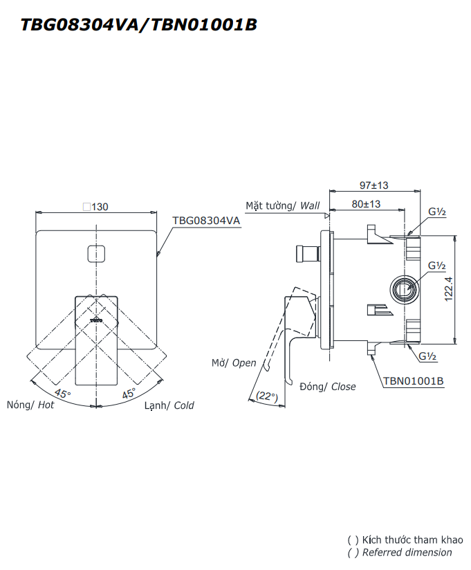 VAN GẬT GÙ NÓNG LẠNH TOTO KÈM NÚT ĐIỀU HƯỚNG TBG08304VA/TBN01001B - Ảnh 3