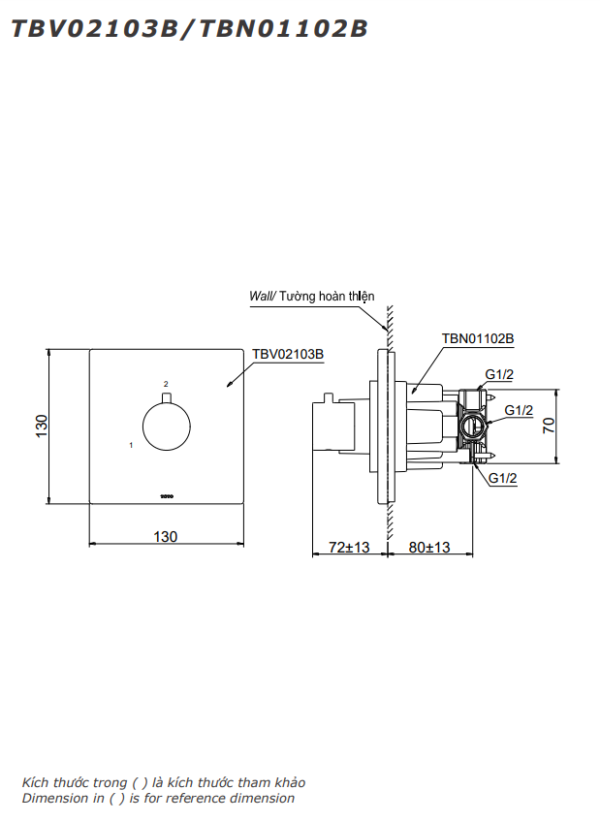 SEN ÂM TƯỜNG TOTO 3 ĐƯỜNG NƯỚC TBG09304VA/TBN01001B + TBV02103B/TBN01102B - Ảnh 4