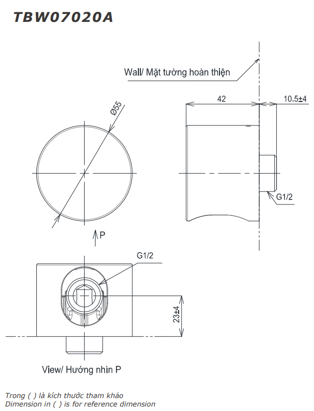 CÚT NỐI TƯỜNG TOTO TBW07020A - Ảnh 2