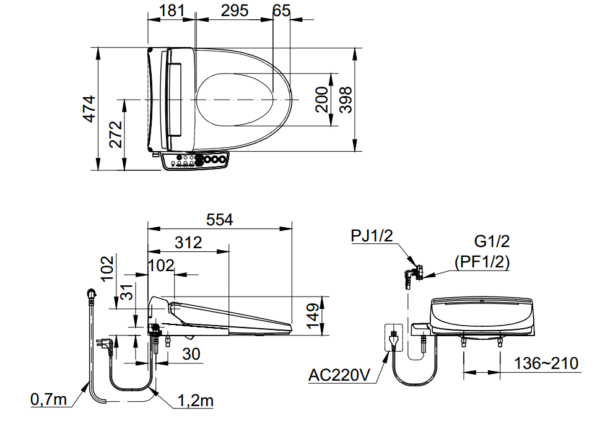 Bồn cầu một khối INAX kết hợp nắp rửa điện tử - AC-919R/CW-KB22AVN - Ảnh 4
