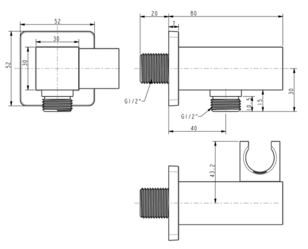 CÚT NỐI SEN ÂM TƯỜNG KÈM GÁC SEN AMERICAN STANDARD-EASYSET - FFAS9143 - Ảnh 2