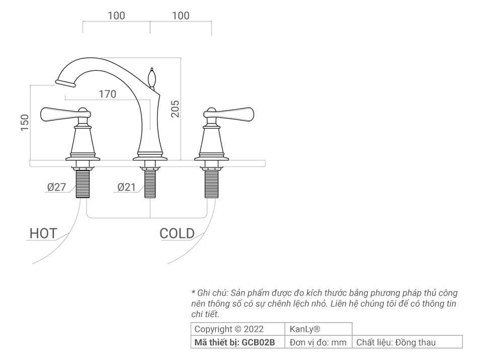 VÒI RỬA ÂM BÀN NÓNG LẠNH BẰNG ĐỒNG KANLY - GCB02B - Ảnh 4