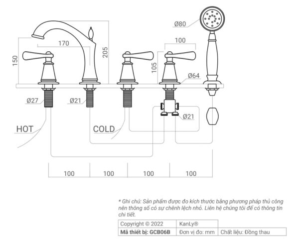 SEN TẮM GẮN BỒN BẰNG ĐỒNG KANLY - GCB06B - Ảnh 4
