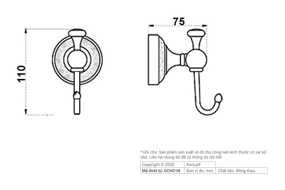 MÓC TREO BẰNG ĐỒNG KANLY - GCH01N/GCH01 - Ảnh 16