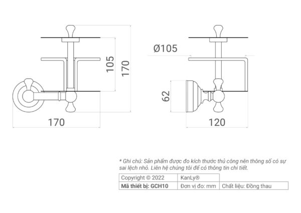GIÁ TREO GIẤY VỆ SINH BẰNG ĐỒNG KANLY - GCH10 - Ảnh 4