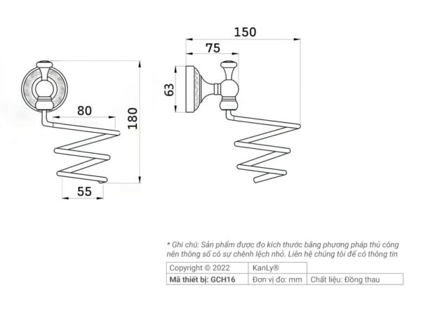 GIÁ ĐỂ MÁY SẤY TÓC BẰNG ĐỒNG KANLY - GCH16 - Ảnh 8