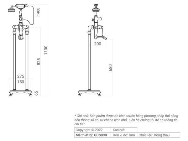 SEN TẮM ĐẶT SÀN NÓNG LẠNH BẰNG ĐỒNG KANLY - GCS09B - Ảnh 2