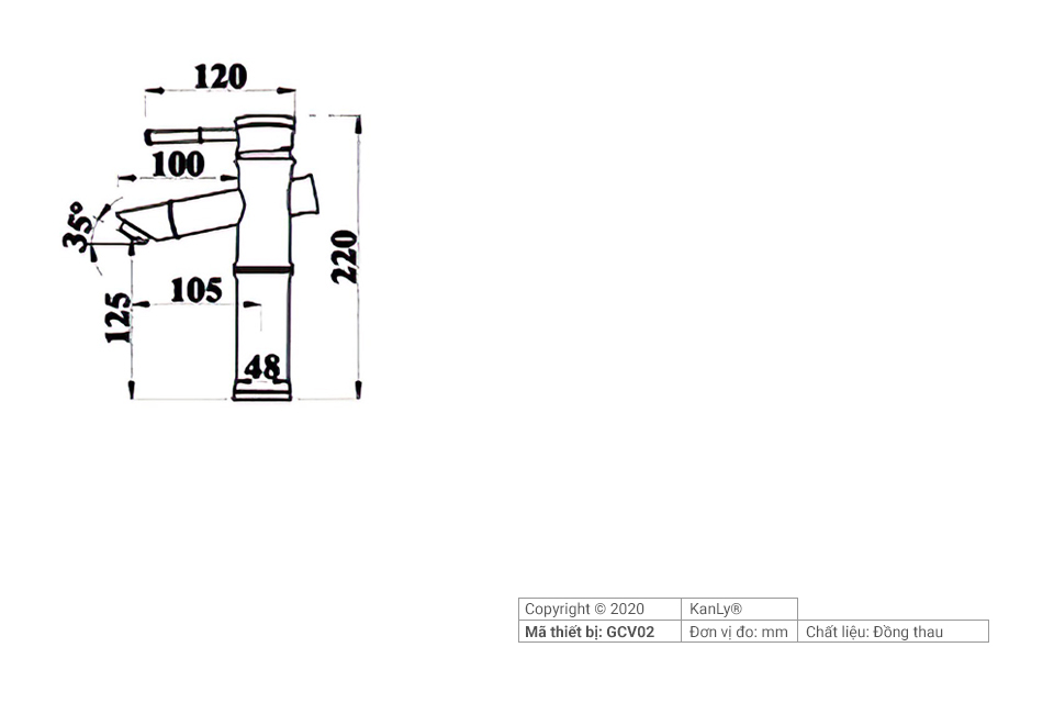Vòi Lavabo nóng lạnh bằng đồng KANLY - GCV02 - Ảnh 3