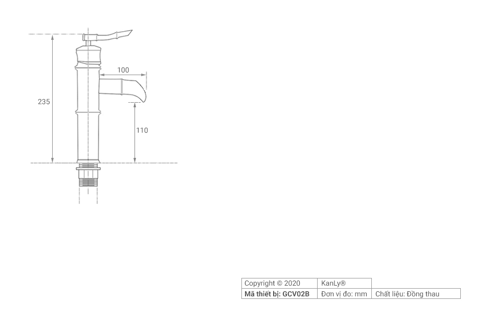 Vòi Lavabo nóng lạnh bằng đồng KANLY - GCV02B - Ảnh 3