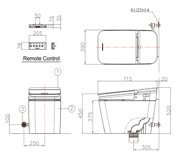 Bồn cầu thông minh AMERICAN STANDARD nắp điện tử - KP-8312 PLAT - Ảnh 4