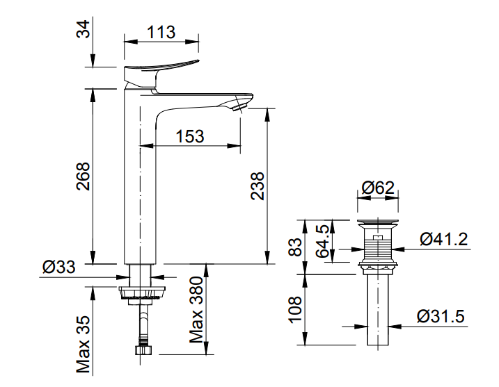 VÒI CHẬU LAVABO INAX NÓNG LẠNH - LFV-502SH - Ảnh 2