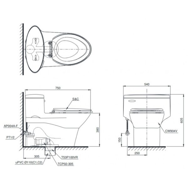 Bồn Cầu Điện Tử TOTO MS904W6 Nắp Rửa Washlet - Ảnh 2