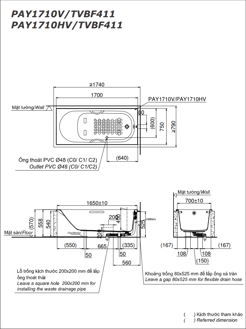 BỒN TẮM TOTO - PAY1710V/TVBF411 - Ảnh 2