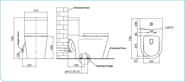 Bồn cầu 2 khối nắp đóng êm RIGEL - R-WCS0127S12 - Ảnh 2