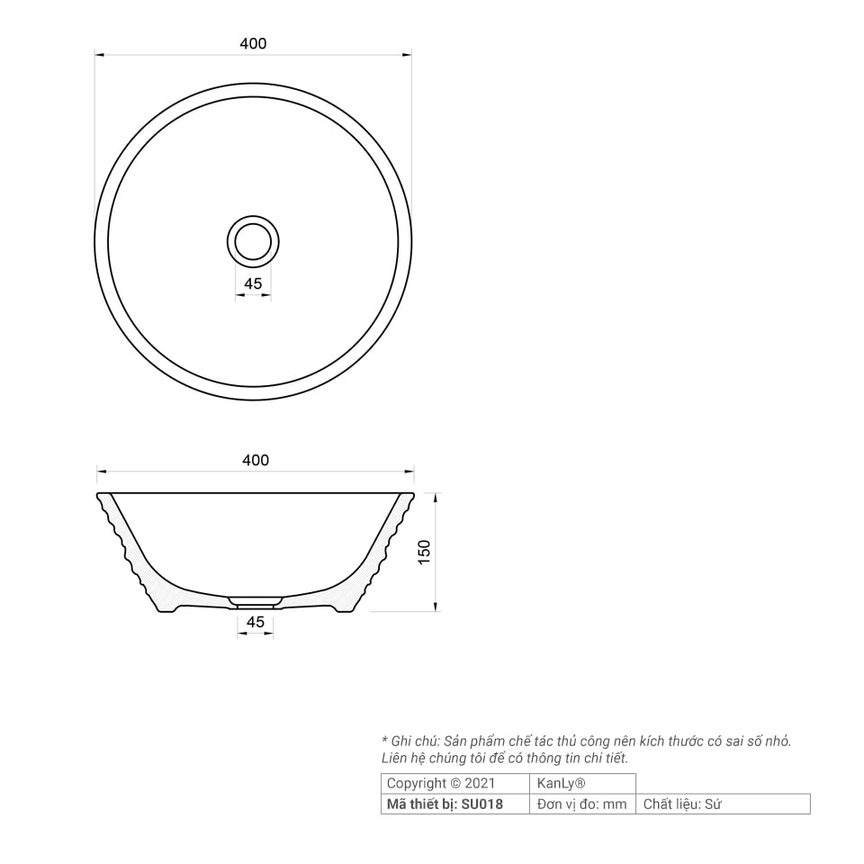 CHẬU RỬA SỨ MỸ THUẬT ĐẶT BÀN KANLY - SU018 - Ảnh 3