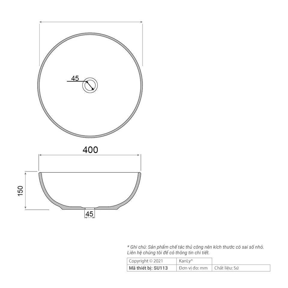 CHẬU RỬA SỨ MỸ THUẬT ĐẶT BÀN KANLY - SU113 - Ảnh 6