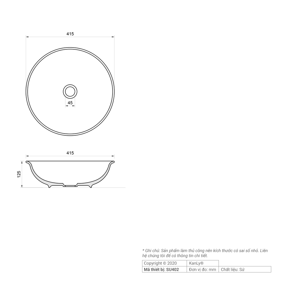CHẬU RỬA SỨ MỸ THUẬT ĐẶT BÀN KANLY - SU402 - Ảnh 3