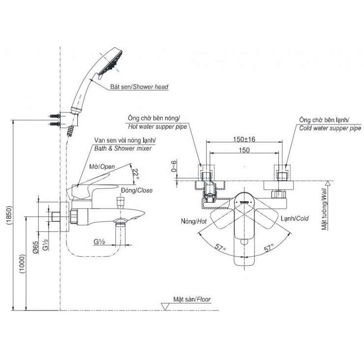 BỘ SEN TẮM CÂY TOTO KẾT HỢP TBW07005A + TBW07012A + TBG04302VA - Ảnh 7