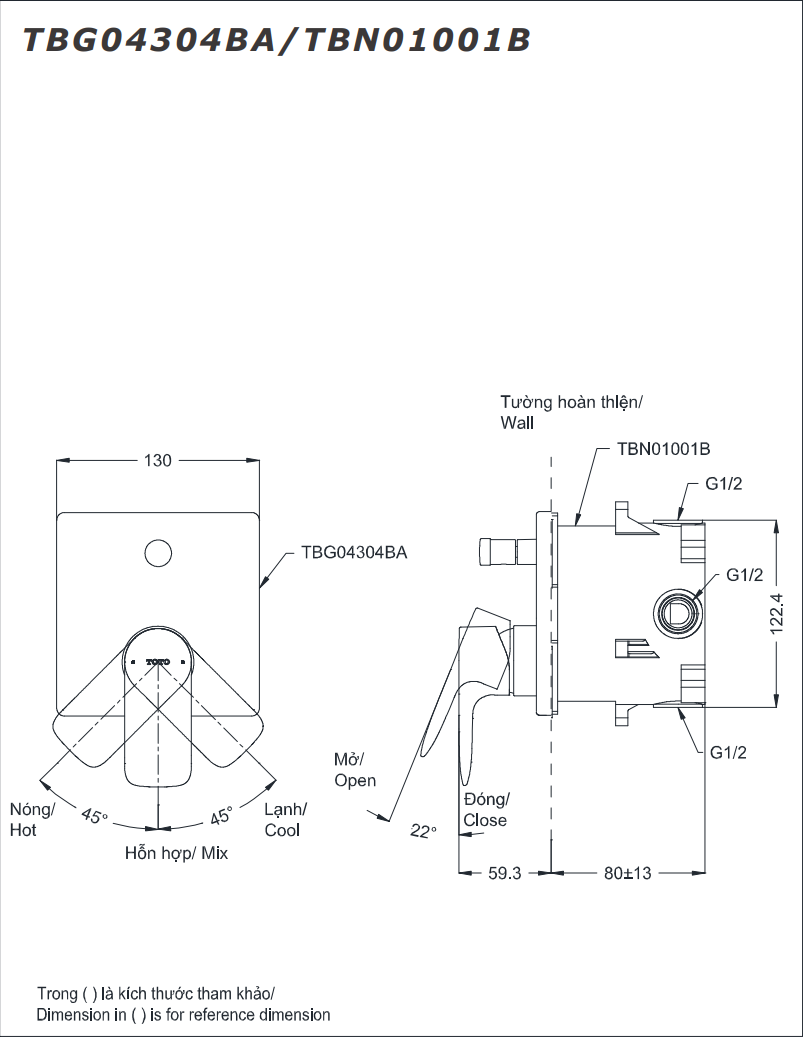 SEN ÂM TƯỜNG 3 ĐƯỜNG NƯỚC TOTO - TBG04304BA/TBN01001B+TBV02103B/TBN01102B - Ảnh 3