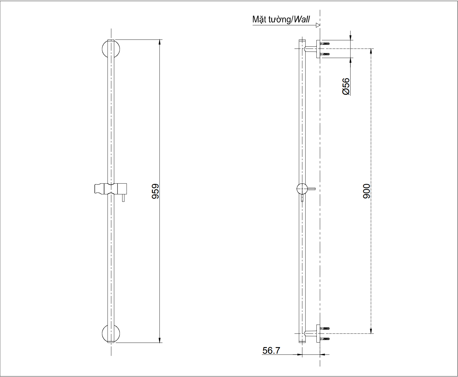Thanh Trượt Sen Tắm TOTO TBW01015B - Ảnh 2