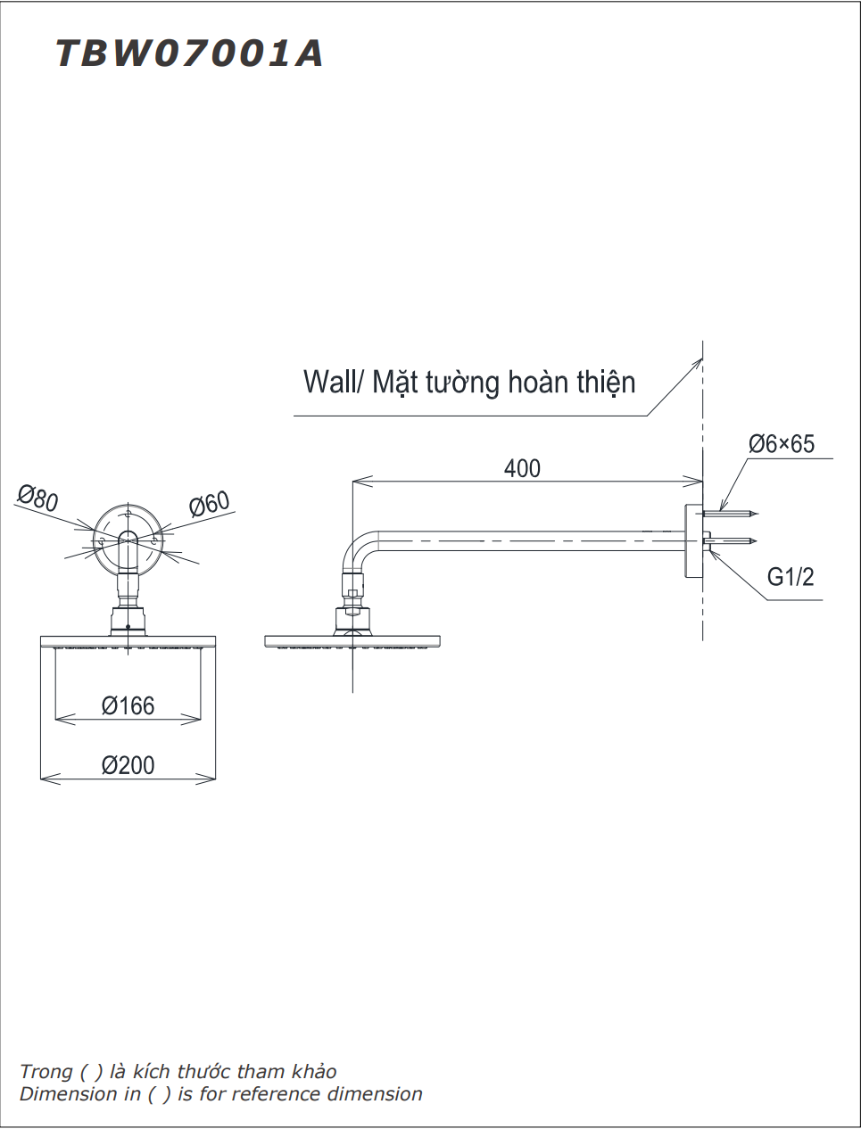 Bát sen gắn tường TOTO TBW07001A Tròn 200mm Dòng G - Ảnh 2