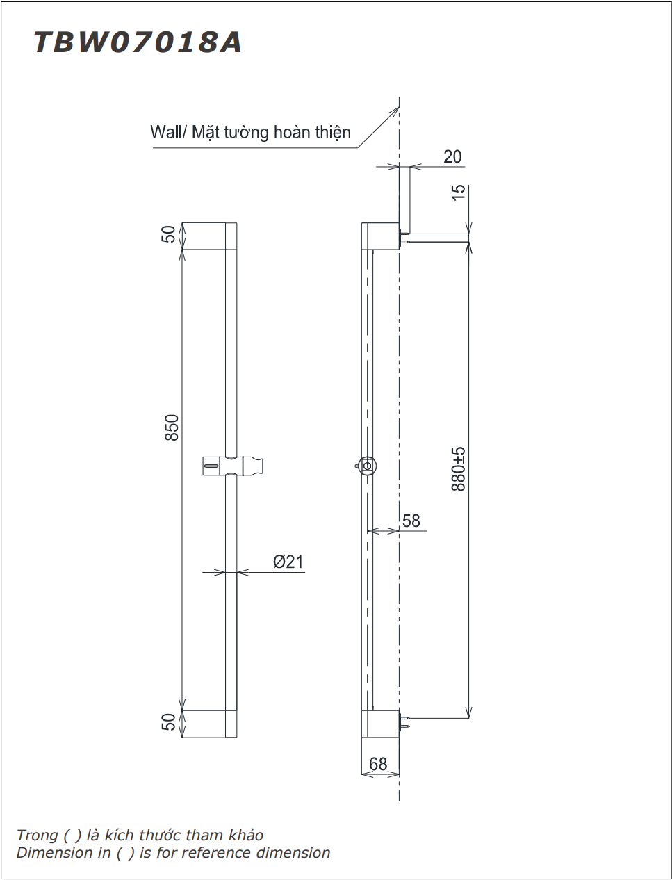 Thanh Trượt Sen Tắm TOTO TBW07018A 950mm - Ảnh 2