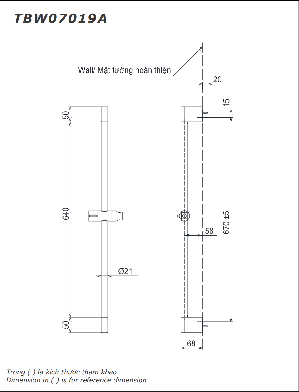 Thanh Trượt Sen Tắm TOTO TBW07019A 740mm - Ảnh 2