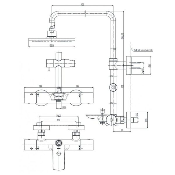 SEN CÂY NHIỆT ĐỘ TOTO KÈM VÒI XẢ BỒN - TBW07401A - Ảnh 2