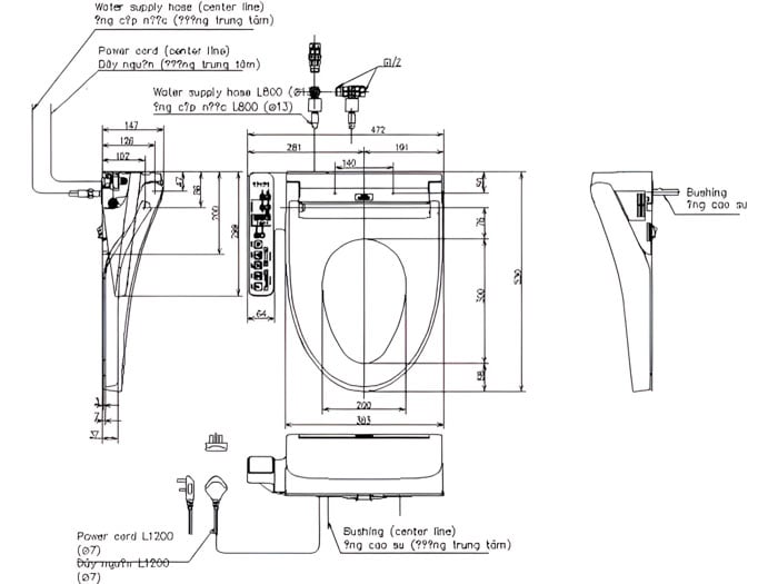 NẮP RỬA ĐIỆN TỬ TOTO WASHLET DÒNG C2 - TCF23460AAA (DÙNG CHO BÀN CẦU GIẤU DÂY) - Ảnh 2