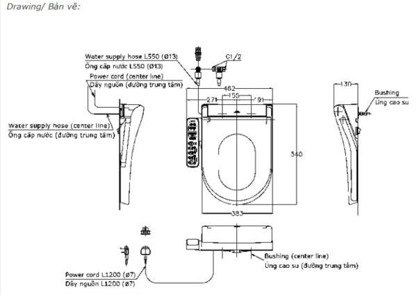 Nắp Rửa Điện Tử Washlet TOTO TCF33320GAA S2 Chữ D - Ảnh 2