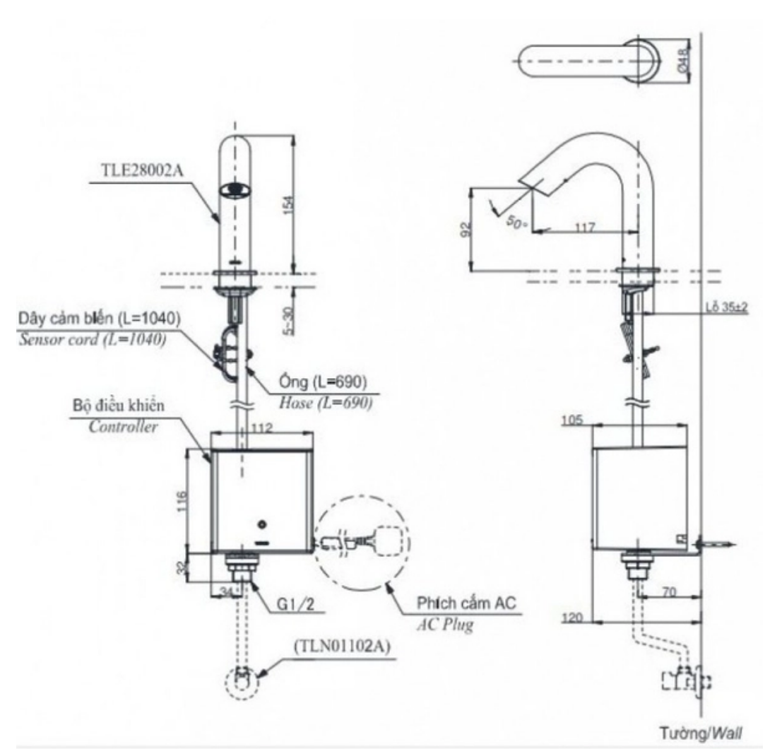 BỘ ĐIỀU KHIỂN VÒI CẢM ỨNG TOTO - TLE04502A1/TLN01102A (LOẠI DÙNG PIN) - Ảnh 4