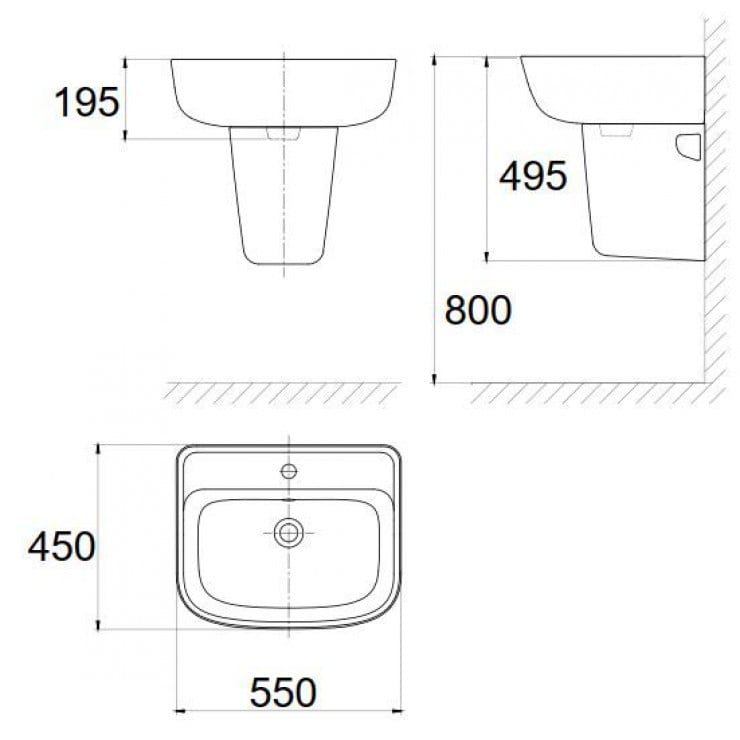 Lavabo American Standard VF-0262/VF-7062 Treo Tường - Ảnh 4