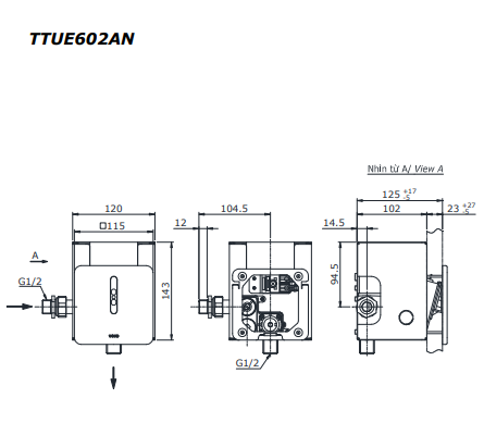 VAN CẢM ỨNG TIỂU NAM ÂM TƯỜNG TOTO TTUE602AN - Ảnh 4