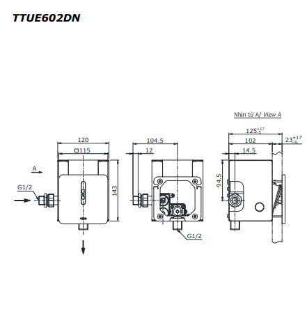 VAN CẢM ỨNG TIỂU NAM ÂM TƯỜNG TOTO TTUE602DN - Ảnh 4