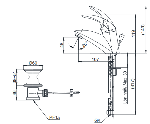 Vòi chậu nóng lạnh TOTO - TX108LHBR *HÀNG TRƯNG BÀY* - Ảnh 2