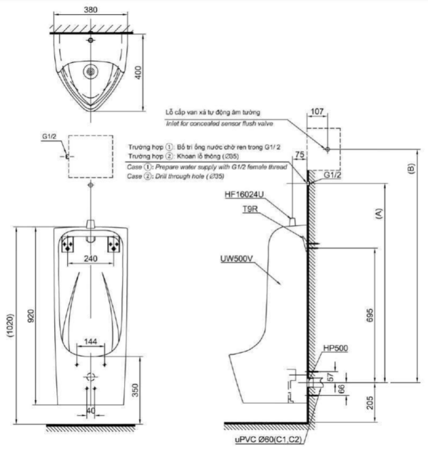 TIỂU NAM TREO TƯỜNG TOTO CÔNG NGHỆ CEFIONTECT UT500T - Ảnh 2
