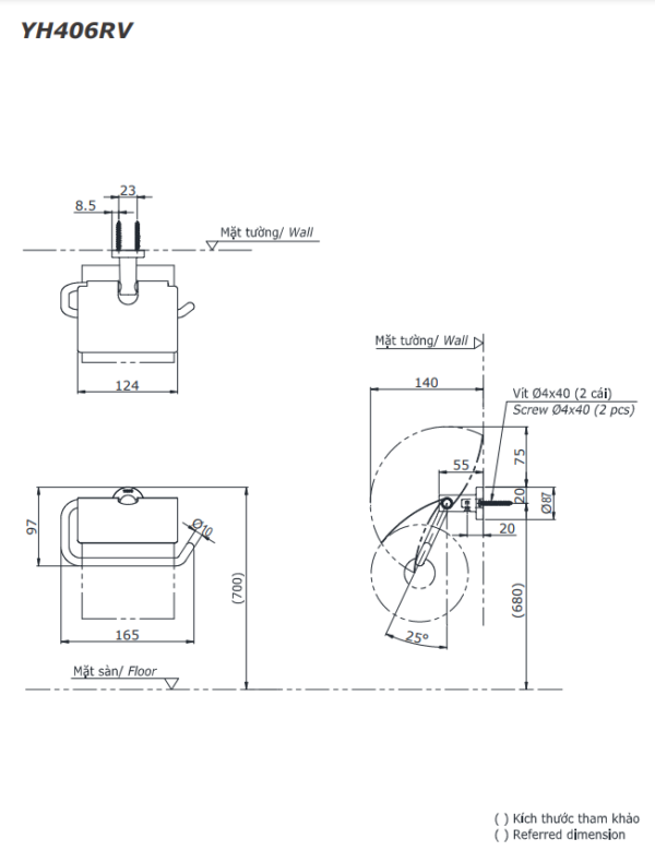 BỘ 5 SẢN PHẨM PHỤ KIỆN NHÀ TẮM TOTO YS406N5V - Ảnh 5