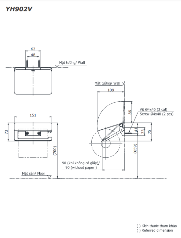 BỘ 5 SẢN PHẨM PHỤ KIỆN NHÀ TẮM TOTO YS902N5V - Ảnh 5