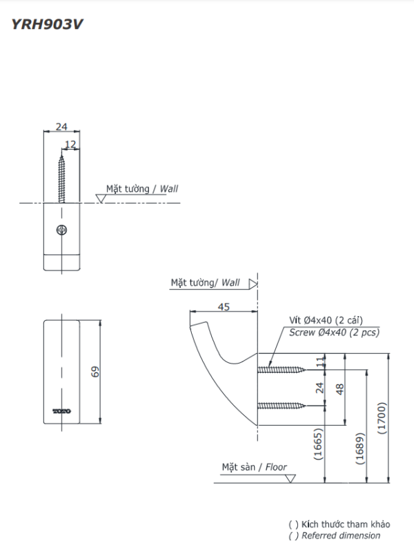 BỘ 5 SẢN PHẨM PHỤ KIỆN NHÀ TẮM TOTO YS903N5V - Ảnh 11